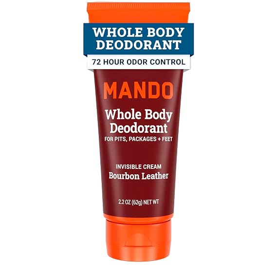 Mando Whole Body Deodorant - Men's Aluminum-Free Invisible Cream Deodorant - Bourbon Leather - 2.2oz - Pack Of 01