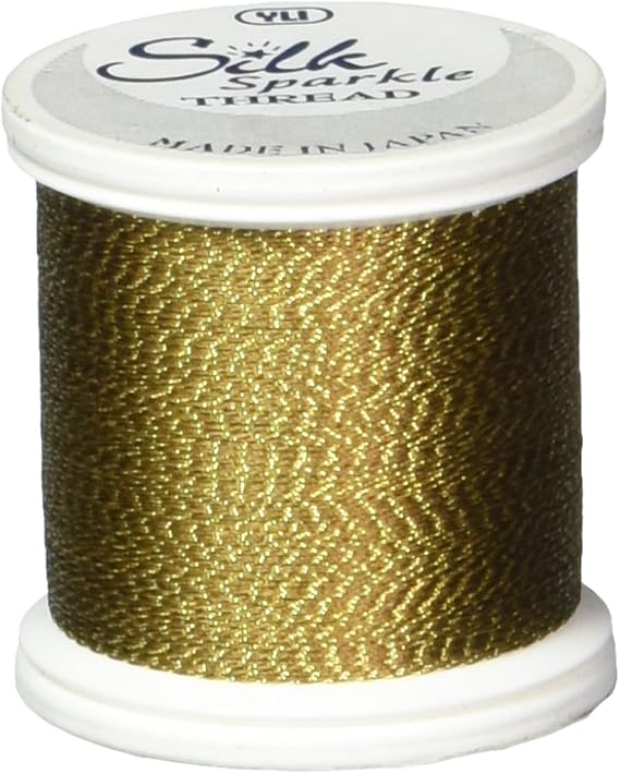 YLI Threads Silk Thread 100 wt Fine Japanese Silk for Applique, EPP, and Quilting - Brown Sparkle