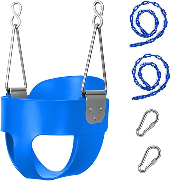 Swing Sets for Backyard, Toddler Swing Seat Heavy-Duty Iron Chains Baby Swing Outdoor Back Full Bucket Infant Swing Seat(Blue)