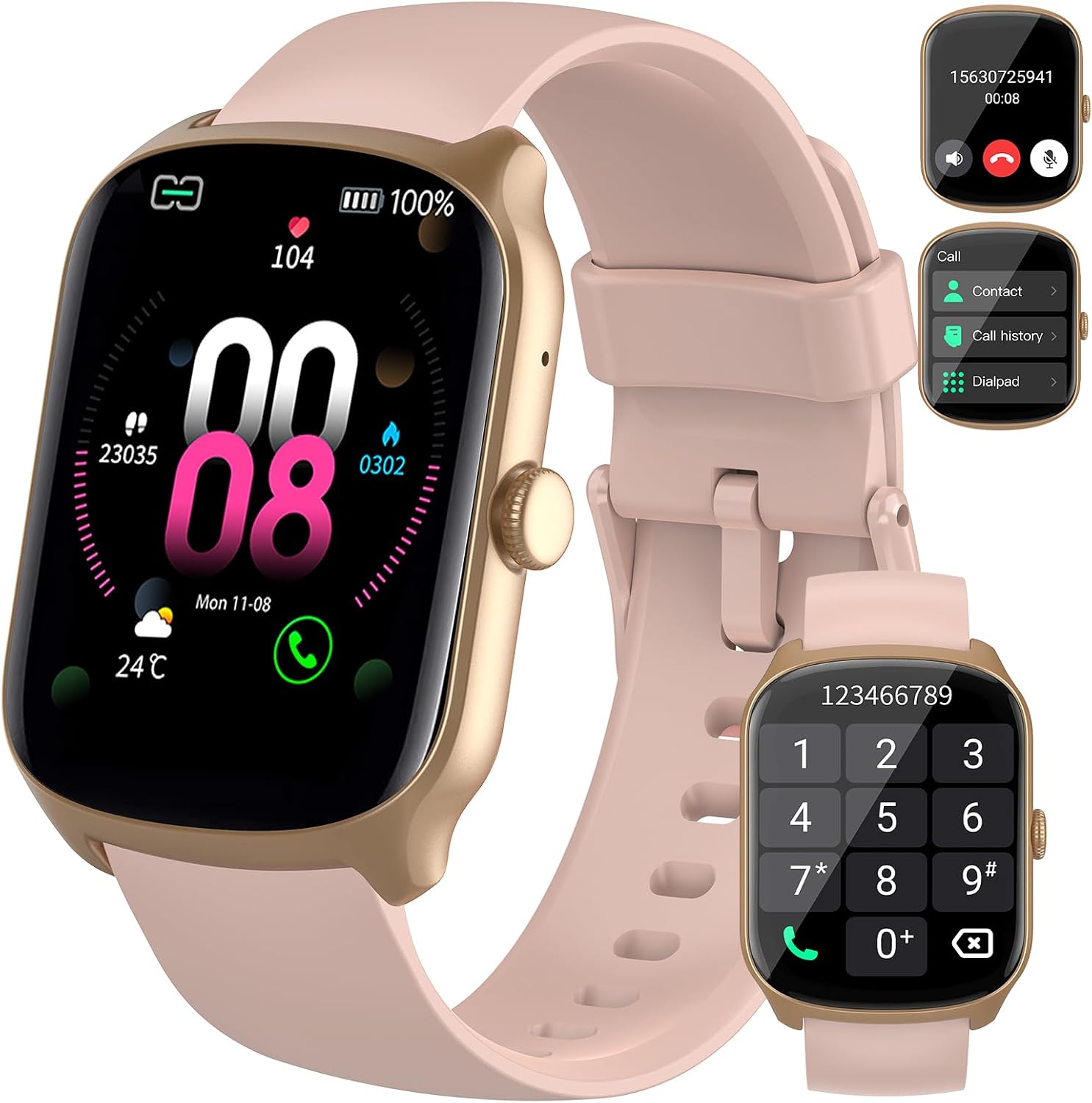 Smart Watch for Men Women, 1.95 HD Curved Screen Smartwatch, Heart RateSleep Monitor Fitness Watches, 112 Sports Modes Activity Trackers, IP68 Waterproof Watch for Android iOS, Pink