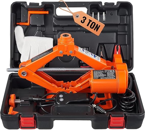 Electric Car Jack - 3 Tons (6600 lbs) Scissor Jack, 12V Electric Automatic Jack with Double Saddles and Remote Control, Portable Car Jack for Sedan, SUV, Truck Tire Change