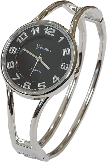 Collections Japanese Quartz Round Face Dial Metal Double Band Fashion Women's Bangle Cuff Watch 5215