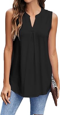 Newchoice Womens Tank Tops V Neck Sleeveless Summer Shirts Loose Dressy Casual Blouses