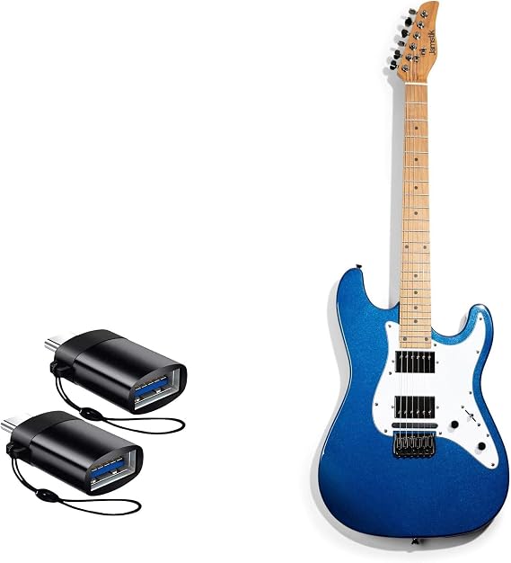 BoxWave Cable Compatible with Jamstik Standard MIDI Guitar - USB-C to A PortChanger (2-Pack), USB Type-C OTG USB Portable Keychain - Slate Black