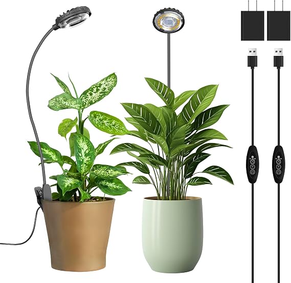 Small Plant Lights for Indoor Growing, Clip On Full Spectrum LED, 2 Pack