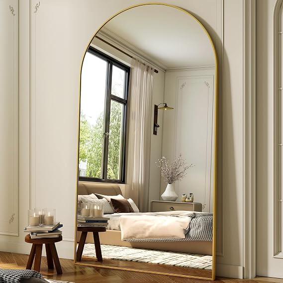 XRAMFY 86"x40" Gold Arch Full Length Mirror Floor Mirror with Metal Frame