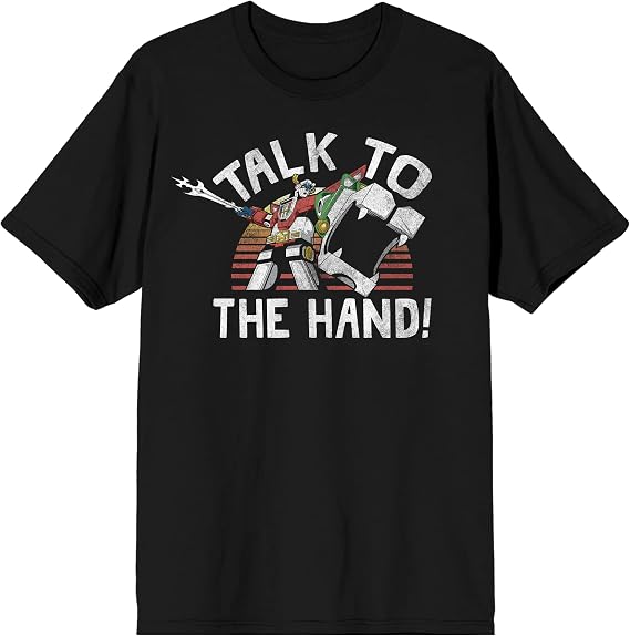 Voltron Talk To The Hand Men's Black T-Shirt Tee Shirt-Medium