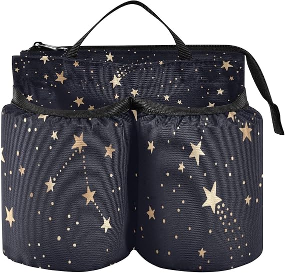 Luggage Cup Holder for Suitcase Drink Holder Carry on Travel Cup Holders Attachment Portable Free Hand Caddy Bag Beverage Handle Stars Black