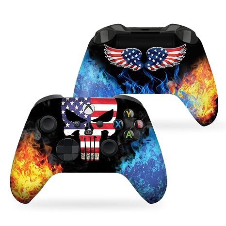 DreamController Americcan Warrior Skull Custom X-box Controller Wireless compatible with X-box One/Series X/S Proudly Customized in USA with Permanent HYDRODIP Print(NOT JUST A SKIN)(MODDED