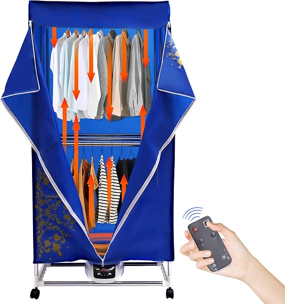 TFCFL Portable Clothes Dryer, 110V 1500W Electric Clothes Dryer Machine Clothes Dryer Portable Travel Dryer Machine, Double layer Clothes Drying Rack for Apartments, RV, Laundry and More