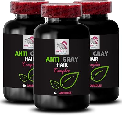 Anti Gray Hair Pills - Anti Gray Hair Complex - Hair Transformation, Youthful Vibrance, Color Renewal Care, Natural Hair Tone, Bright Shade, Gray Hair Care, Color Balance 3 Bottles 180 Capsules