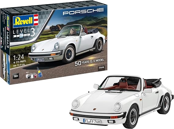 Revell Gift Set 05646 Porsche 911 G-Model Cabrio 50th Anniversary 1:24 Scale Unbuilt Plastic Model Kit with Accessories