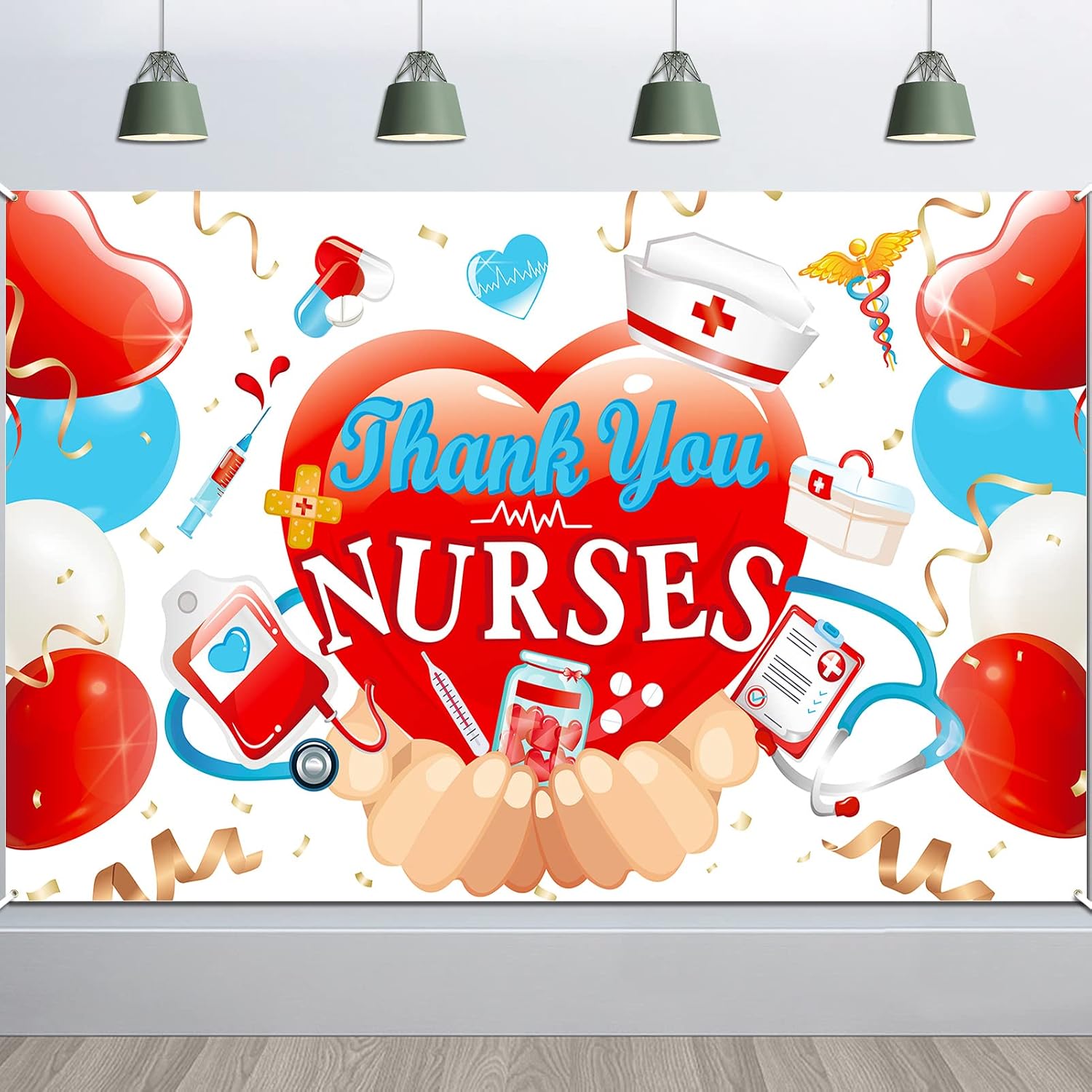 HOWAF Nurses Week 2025 Nurse Appreciation Week Banner Decorations, 2025 Thank You Nurses Backdrop for Nursing day Party Decorations,Happy National Nurses Week Banner for Medical Doctor Nursing