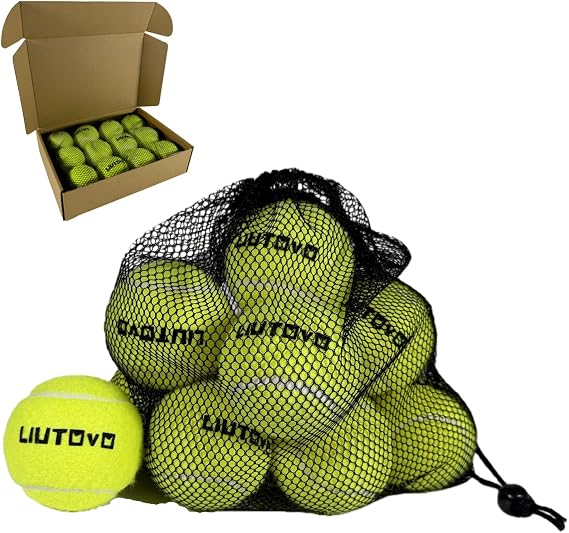 12 Pack Tennis Balls - Come with Mesh Bag for Easy Transport, Good for Beginner Training Tennis Balls Bulk, Practice Balls for Beginner, Pet Dog Playing Balls