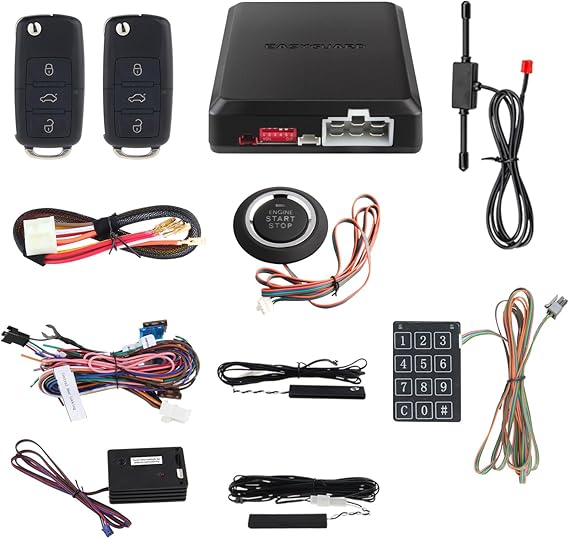 EASYGUARD EC002-V-NS Passive keyless Entry PKE car Alarm Push Button Start Remote Engine Start Vibration Alarm DC12V