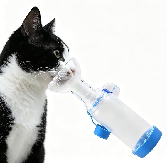 Handheld Pet Inhaler Spacer, Aerosol Chamber with Breathing Indicator and Comfort Mask for Cats Dogs Small Animals (CAT)