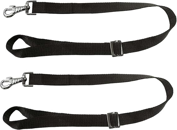 Adjustable Pair of Nylon Replacement Straps for Slow Feed Hay Bags (Black)