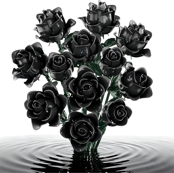 Black Rose Bouquet Building Set, Compatible with Lego Flowers for Adults