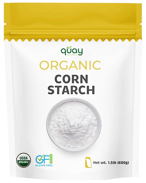 Quay Naturals Organic Corn Starch, 1.5 lb Non-GMO, Gluten-Free, Vegan & Aluminum-Free Thickener for Baking, Frying, Sauces & Natural Cleaning