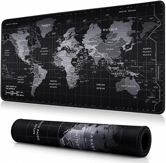 McStorey XXL Oyuncu Mouse Pad 90x40 cm 3mm Dikişli Kaymaz Taban Büyük Gaming Mouse Pad Desk Mat Dünya Haritası Topografik Tasarım EXPLORER Collection