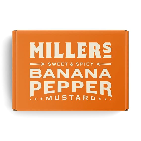 Miller's Banana Pepper Mustard Sauce Gift Box - Includes Hot, Mild, Habanero - Best Use for Chicken Wing, Burgers, Sandwich, Non-GMO Project Verified, 9.5 Ounce (Pack of 3)