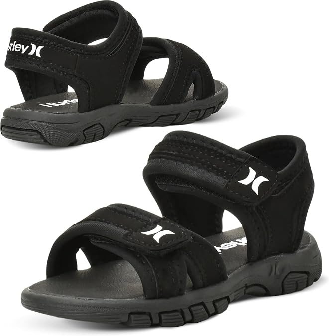 Hurley Loni Toddlers and kids Water Shoes, Beach Essentials, Girls and Boys Open Toe Sandals, Lightweight, Breathable and Two Adjustable Straps