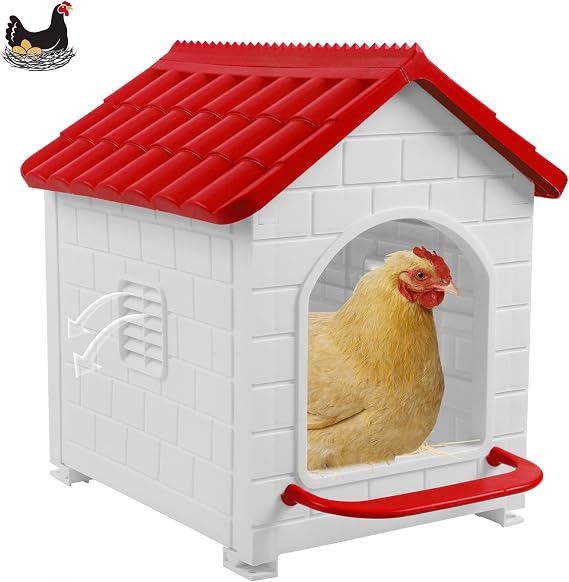 Chicken Nesting Box, Waterproof Hens Nesting Boxes with Chicken Nesting Pads for Laying Eggs, Wall Mount Nesting Boxes for Chickens, Duck, Rabbit, Poultry (Red)