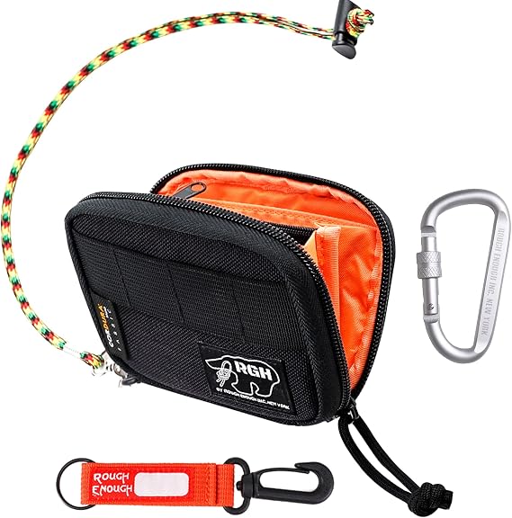 Rough Enough Wallet for Teen Boy Men with Lanyard, RFID Card Holder, Black