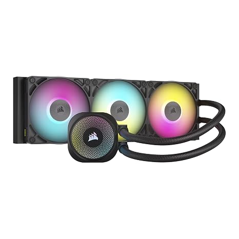 CORSAIR iCUE Link Titan 360 RX RGB Liquid CPU Cooler 360mm AIO Low-Noise FlowDrive Cooling Engine Intel LGA 1851/1700, AMD AM5/AM4 3X RX120 RGB Fans iCUE Link System Hub Included Black