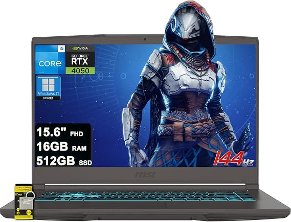 msi Thin 15 Gaming Laptop 15.6" FHD IPS 144Hz Intel 8 core i5-13420H (> i7-12650H) 16GB RAM 512GB SSD GeForce RTX 4050 Type-C Backlit Wi-Fi6E Win11Pro ICP Hub