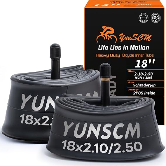 2-PCS 18" Heavy Duty Bike Tire Tubes 18x2.10/2.50 AV32mm Schrader Valve 52/64-355 Inner Tubes 18 Bicycle Tubes Compatible with 18 x 2.10 18x2.125 18x2.20 18x2.3 18x2.35 18x2.4 18x2.50 Bike Tire Tubes