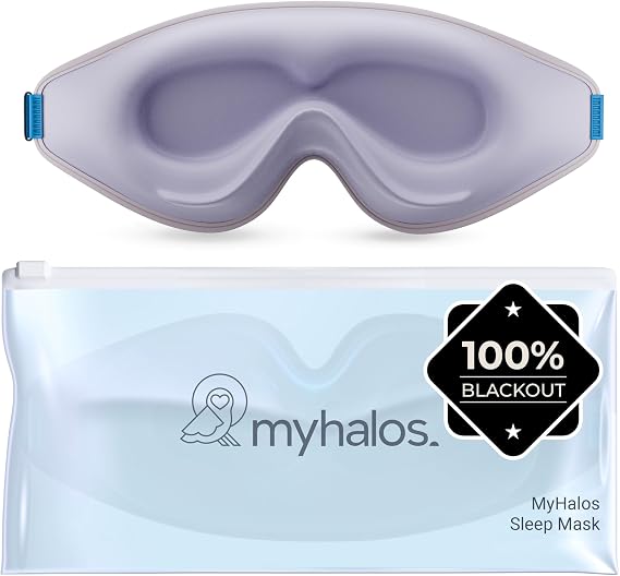 MyHalos Sleep Mask for Men and Women, 3D Blackout Eye Masks for Sleep | Sleeping Mask, Blindfold, Zero Pressure, Breathable, Side Sleepers & Eyelash Friendly, Night & Travel Eye Mask (Lavender)