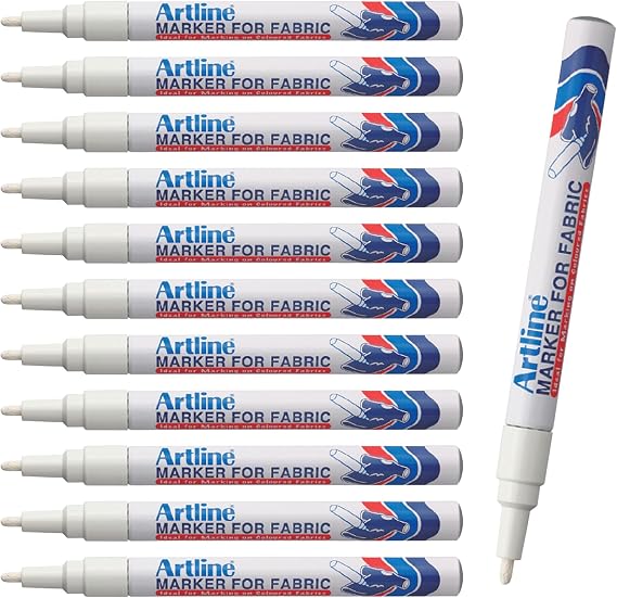 Artline Fabric Marker, White 1.2mm for Dark Clothing, 12 Pack