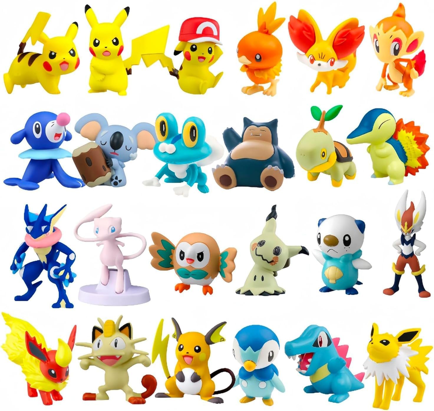 24pcs Pokemon Mini Action Figures for Boys Girls, Pokemon Party Favor Kids Toys Cake Toppers Collection Playset, Ornaments Toys Supplies, Birthday Party Decorations