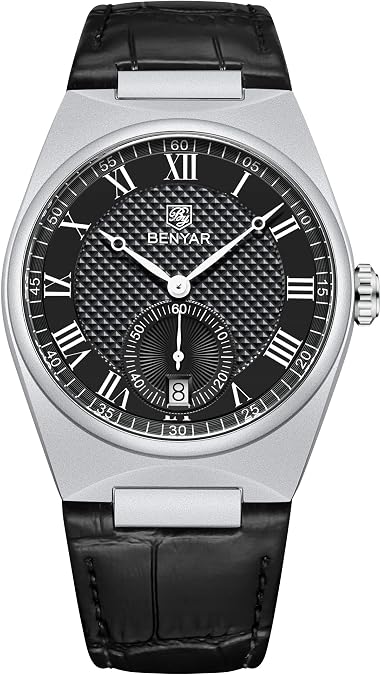 BENYAR 5199 Elegant Men's Quartz Watches Small Second Stainless Steel Leather Strap Waterproof Business Sport Wristwatch