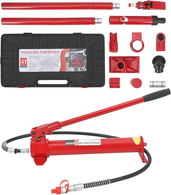 PrecisionAuto 4 Ton Porta Power Kit - Heavy-Duty Construction, Secure Transport Case, Hydraulic Power Excellence, Ideal for Auto Shop, Body Frame Repair, Construction Loadhandler, Farm Use
