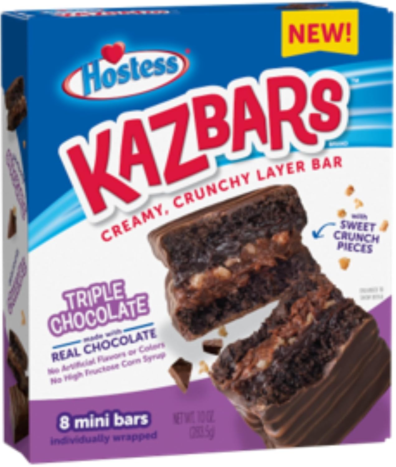 Hostess Kazbars Triple Chocolate, 8 bars