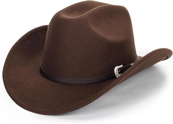 Western Cowboy Hat for Men Women Classic Fedora Cowgirl Hats Buckle Belt