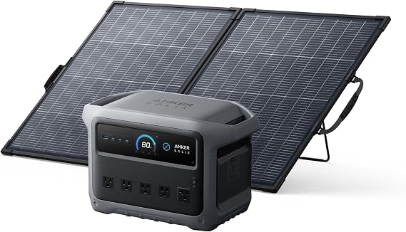 Anker SOLIX C1000 Gen2 Portable Power Station & 200W Bifacial Panel, 1024Wh | 2,000W Solar Generator with 1,024Wh LiFePO4 Battery, Up to 3,000W Output, Full Charge in 49 Min, for UPS, Home, Outdoor
