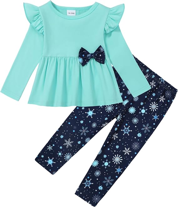 SANMIO Toddler Girl Clothes Long Sleeves Ruffle Top Floral Pants 2 Piece