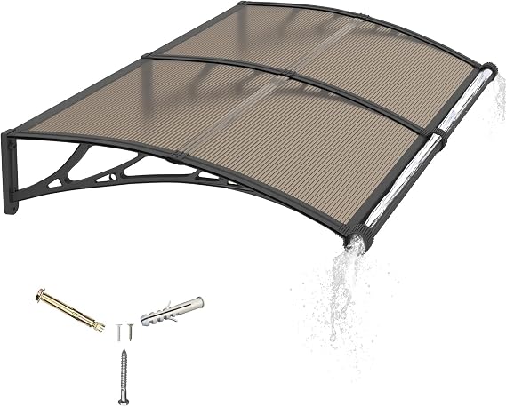 Window Door Awning 40" x 60" Polycarbonate Canopy with Drainage