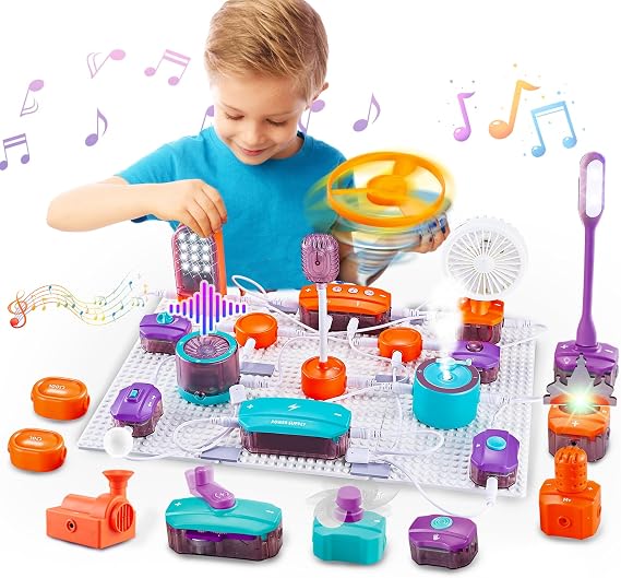 VATOS Science Circuit for Kids, 53PCS DIY Electronics Exploration Kit with 150+ Projects, Physics Science Experiments Circuit Board Kit, School Family STEM Educational Toy Gift for Boys Girls Ages 6+