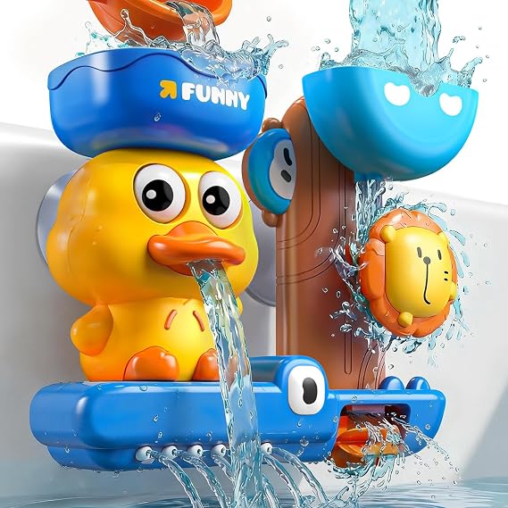 Bath Toys for Kids Ages 1-3: Cute & Fun Duck Blue Toys for 1 2 Year Old Boys - Suction Bathtub Toys Toddlers 2-4 - Birthday Gifts for 1 2 3 4 Year Old Boy
