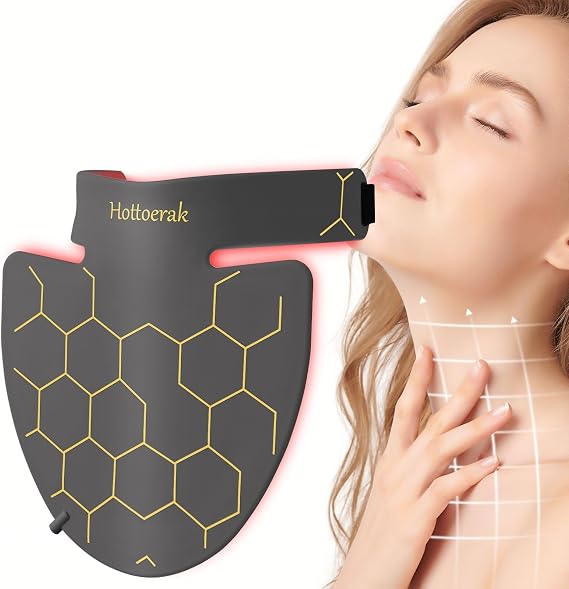 Hottoerak Red Light Therapy for Neck, 660nm Red Light & 850nm Near Infrared Light for Neck Decollete Chest at Home (Light Gray)