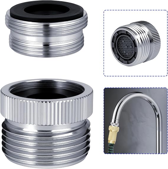 Faucet Adapter with Aerator,Garden Hose to Sink Faucet Adapter,Faucet to Garden Hose Adapter for Bathroom and Kitchen, Sink Hose Attachment with 3/4" GHT Thread Chrome