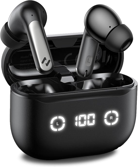 havit Wireless Earbuds with LED Display, Bluetooth 5.4 Headphones, 40H Playtime, in-Ear Earbuds with App Control for Music, Workout & Daily Use