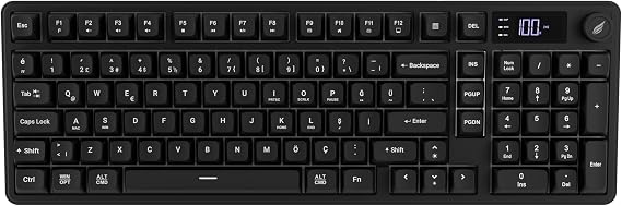 Hawk Gaming HK258 Membrane LCD RGB Kablosuz/Bluetooth Full Türkçe Gaming Klavye (Siyah)