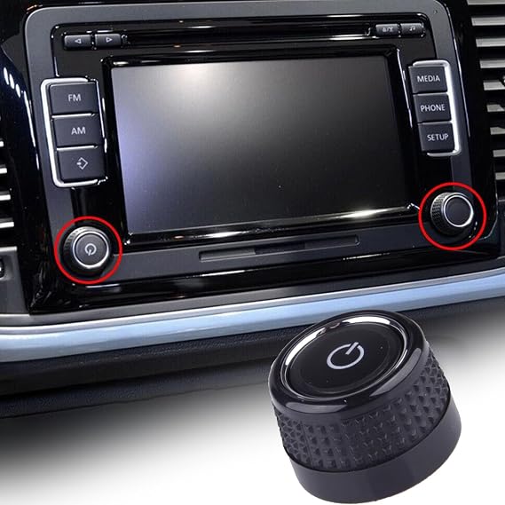 Auto Parts Car Radio Knob Button Turn Knob Replacement Left Side | Compatible for VW RCD360/440/410/280/280C MIB stereo, OEM matching texture,durable anti-slip plastic radio rotary knob