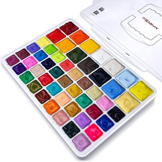 HIMI Gouache Paint Set, 50 colors(14 Colors x 60ml + 36 Colors x 30ml) with a Portable Carrying Case, Jelly Cup Design, Miya Gouache Paint for Canvas Watercolor Paper - Perfect for Beginners, Artists