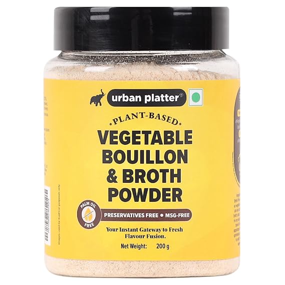 Urban Platter Vegetable Bouillon & Broth Powder | 7.05 Oz (200g) | Vegetable Stock to Your Favorite Soups, Stews, Sauces & Risottos | Gourmet Broth Powder | Low Calories | No Animal Content
